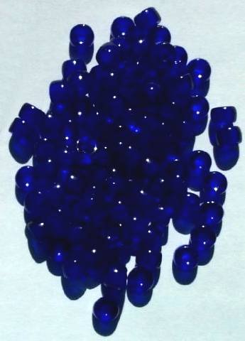100, 4x6mm Transparent Cobalt Glass Crow Beads