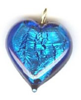 1 13x13x6mm Capri with Foil Lampwork Heart Pendant