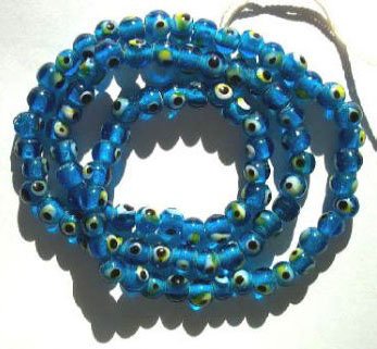 16 inch strand of 4mm Blue Evil Eye Beads