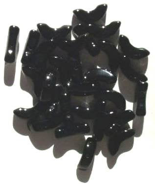 30 14mm Black Angel Wing Beads