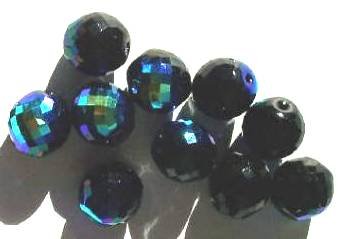10 14mm Faceted Rich Cut Black AB