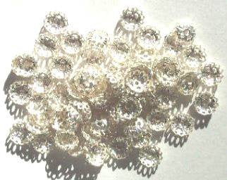100 2x7mm Silver Plated Filigrae Bead Caps