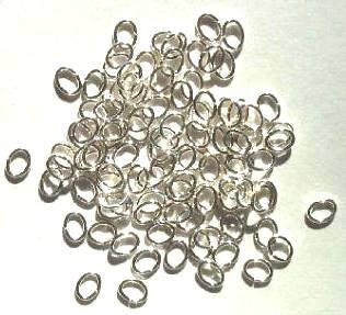 100 5x4mm Silver Plated Oval Jump Rings