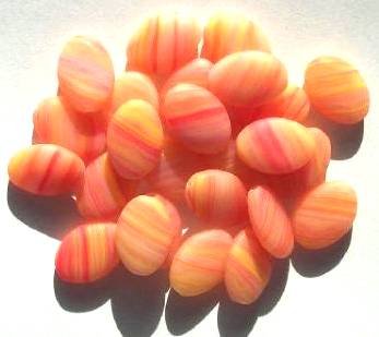 25 16x11mm Flat Oval Marble Matte Yellow Red Pink