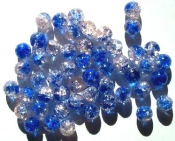 50 8mm Blue and PInk Crackle Beads