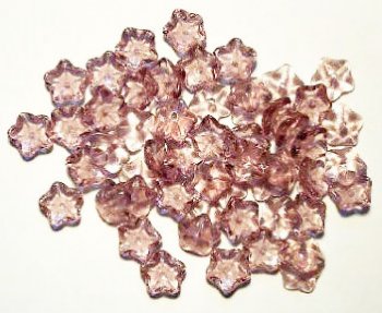 50 4x10mm Transparent Light Amethyst Cupped Flower Beads