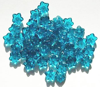 50 4x10mm Transparent Dark Aqua Cupped Flower Beads