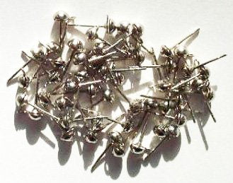50 4mm Nickel Dome Stud with Loop