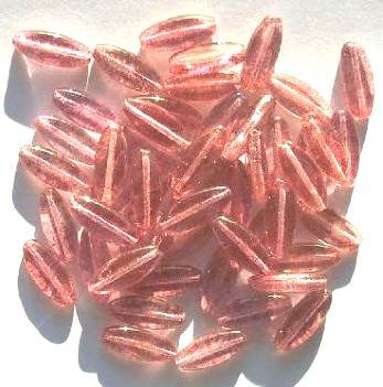 50 16x6mm Golden Lustre Pink Narrow Flat Oval Beads