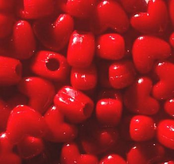 50 12x10mm Acrylic Opaque Red Heart Beads