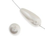 30 Inch Strand of 14x6mm Japanese Acrylic White Pearl Drop Beads