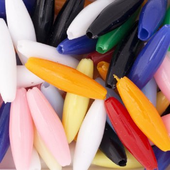 100 19x6mm Acrylic Opaque Mix Spaghetti Beads