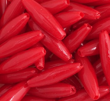 100 19x6mm Acrylic Opaque Red Spaghetti Beads