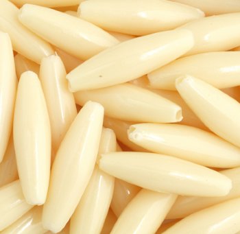 100 19x6mm Acrylic Opaque Ivory Spaghetti Beads