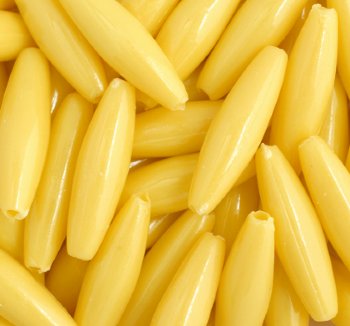 100 19x6mm Acrylic Opaque Yellow Spaghetti Beads