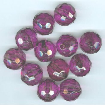 12, 20mm Acrylic Faceted Dark Amethyst Round Beads
