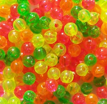 200 5mm Acrylic Transparent Neon Mix Round Beads