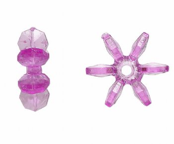 100, 5x14mm Acrylic Transparent Amethyst Paddle Wheel Beads