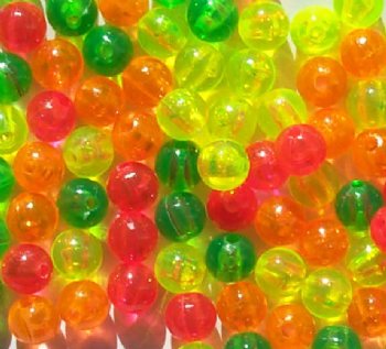 100 6mm Transparent Neon Mix Round Acrylic Beads
