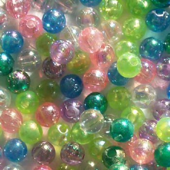 100 6mm Transparent Spring AB Mix Round Acrylic Beads