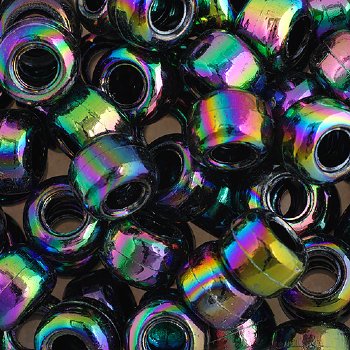 100 6x9mm Opaque Black Iris Acrylic Crow Beads