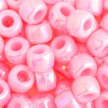 100 6x9mm Opaque Light Pink Iris Acrylic Crow Beads
