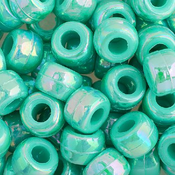 100 6x9mm Opaque Light Turquoise Iris Acrylic Crow Beads