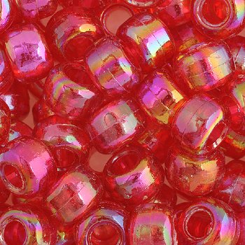 100 6x9mm Transparent Raspberry Red Iris Acrylic Crow Beads