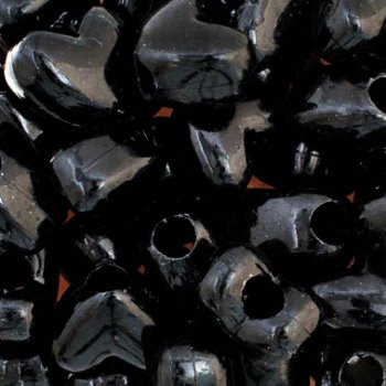 50, 12x10mm Opaque Black Acrylic Heart Beads