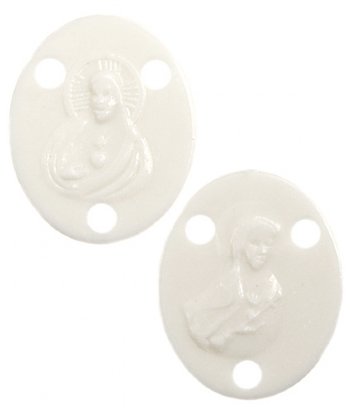 10, 14mm Small White Acrylic Missionary 3 Hole Rosary Connectors