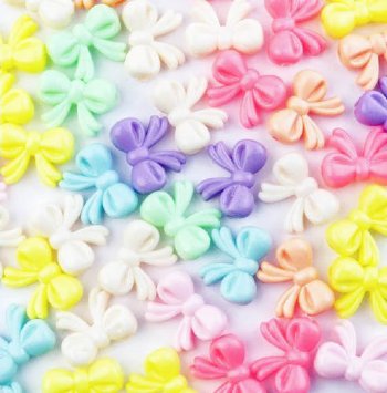 35 Grams of Mixed Multicolor Super Cute Acrylic Bow Beads