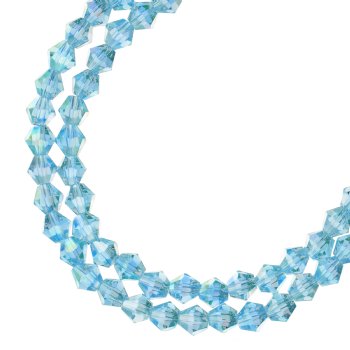 64, 6mm Faceted Transparent Aqua AB Crystal Lane Bicone Beads