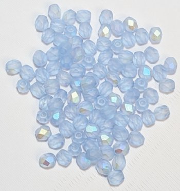 100 4mm Faceted Matte Light Sapphire AB Firepolish Beads