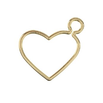 1, 24x25mm Beadwork Gold Plated Floating Heart Pendant / Link