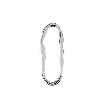 1, 35x13mm Beadwork Silver Plated Organic Oval Pendant / Link