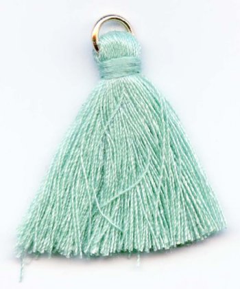Pack of 10, 1 Inch Light Turquoise Poly Cotton Tassels with Ring
