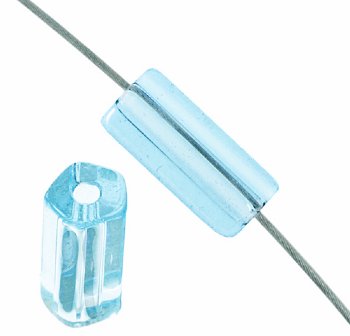 50 10x5mm Transparent Aqua Atlas Beads