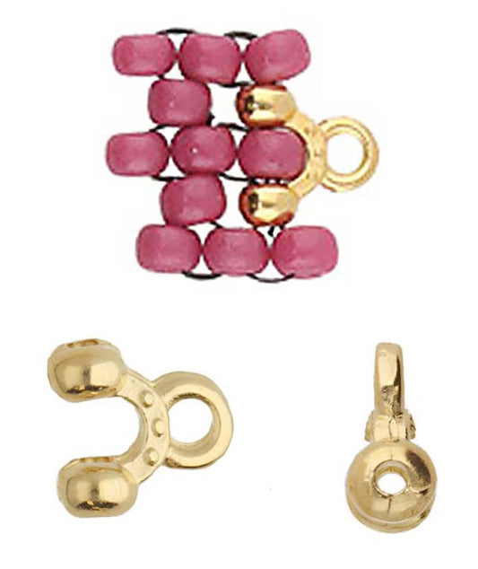 Set of 2, 6.6x6.3mm Cymbal Alona II 24kt Gold 8/0 Seed Bead Ends