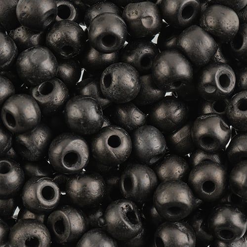 50, 6mm Round Black Worked on Bone Beads