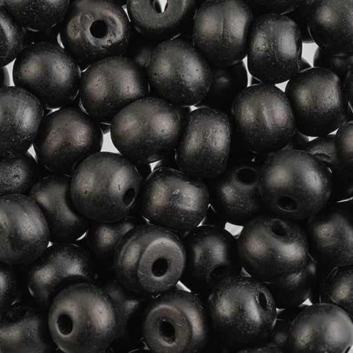 25 8mm Round Black Worked on Bone Beads