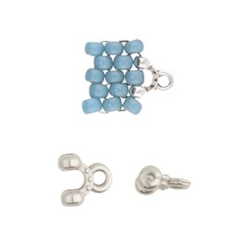 Set of 2, 6.6x6.3mm Cymbal Alona II Antique Silver 8/0 Seed Bead Ends