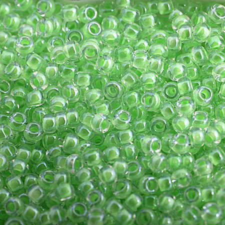 SB11-1120 22g of Colorlined Luminous Neon Lime Green 11/0 Miyuki Seed Beads