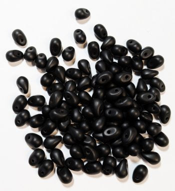 100 4x6mm Matte Black Drop Beads
