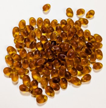 100 4x6mm Transparent Matte Dark Topaz Drop Beads