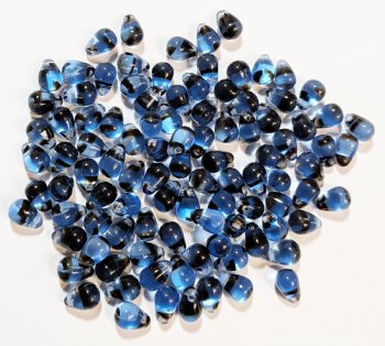 100 4x6mm Transparent Sapphire Stripe Drop Beads