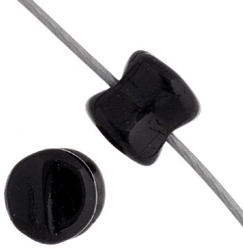 44 4x6mm Opaque Black Glass Pellet Beads