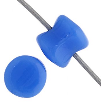 44 4x6mm Opaque Blue Alabaster Glass Pellet Beads