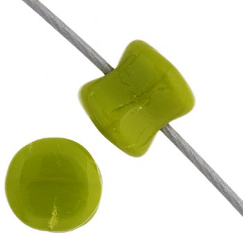 44 4x6mm Opaque Olivine Alabaster Glass Pellet Beads