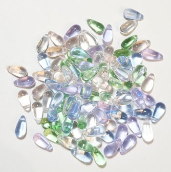 50 5x10mm Transparent Spring Pastel Mixed Drop Beads