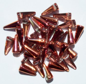 36 5x13mm Crystal Sunset Half Coated Glass Spike Beads